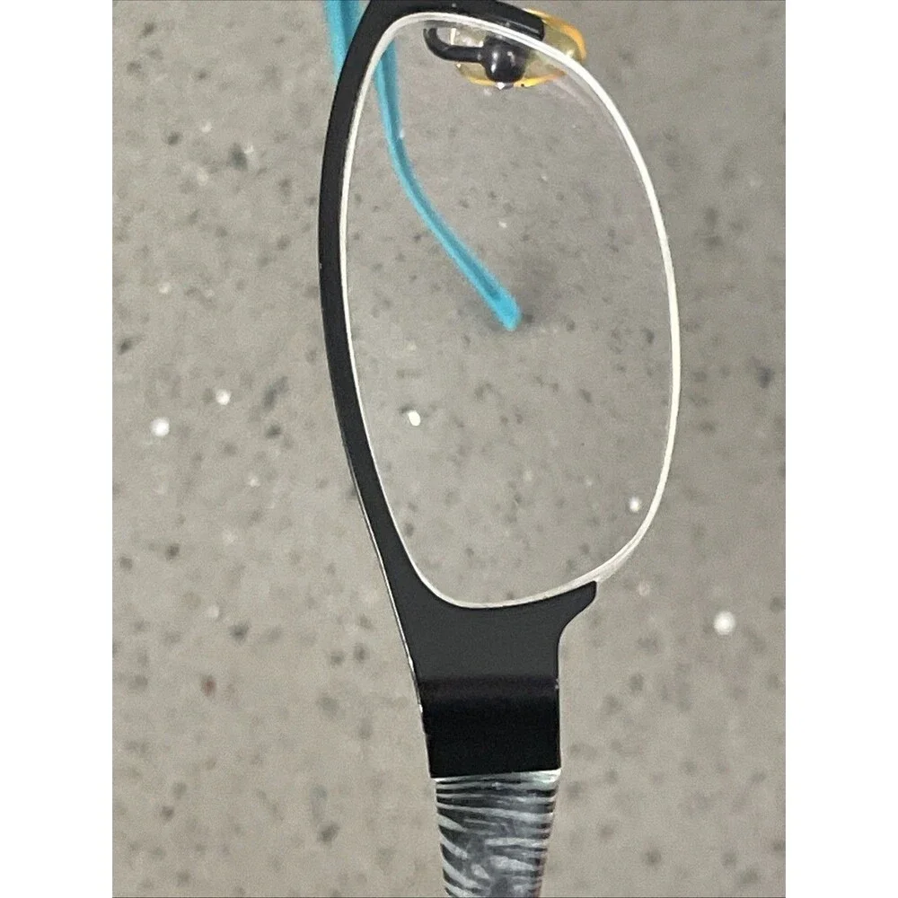 CHELSEA MORGAN Eyeglasses Frames ONLY Aqua Zebra Stripe HALF RIM 51-17-135
